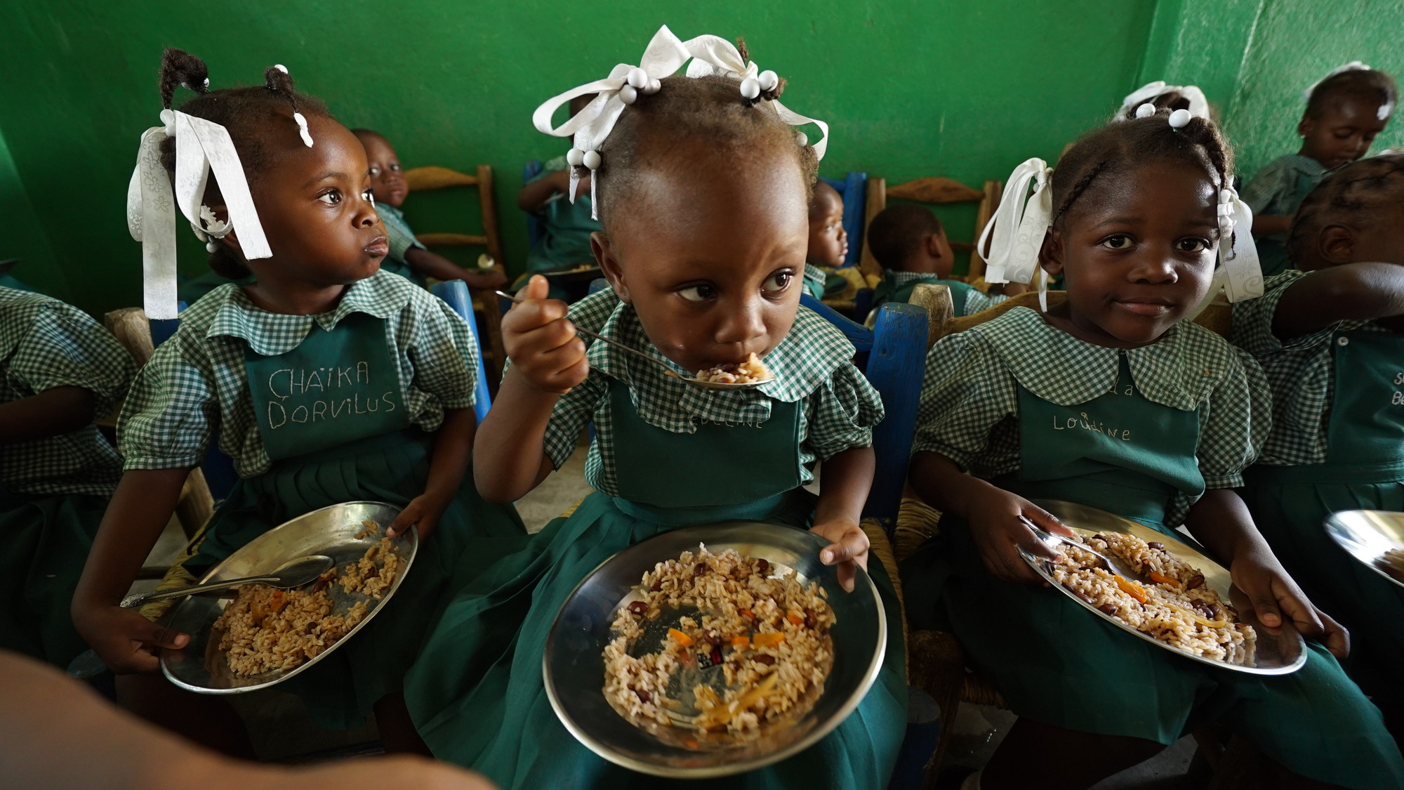 Children eating in Haiti