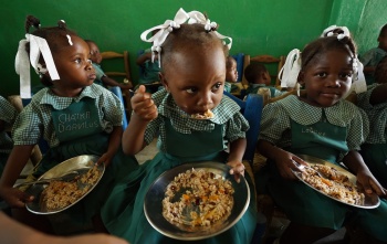 Children eating in Haiti