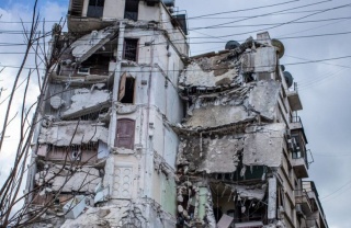 A building that has been impacted by the earthquake in Syria.