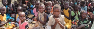 Children being fed at a school in Turkana, Kenya