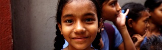 A girl at school in India