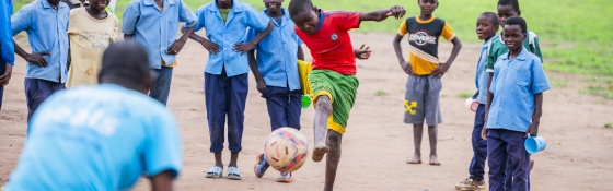 Gabriel playing soccer
