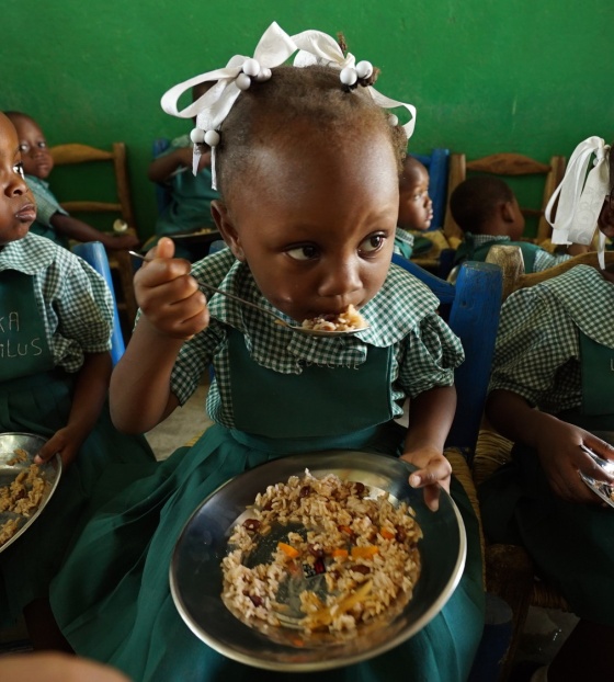 Children eating in Haiti