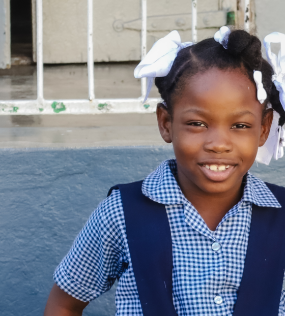 Girl in school in Haiti