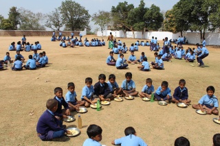 Children in India eating Mary's Meals