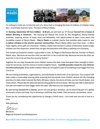 Concert for a Cause Cover Letter