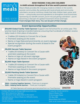 Concert for a Cause Sponsorships